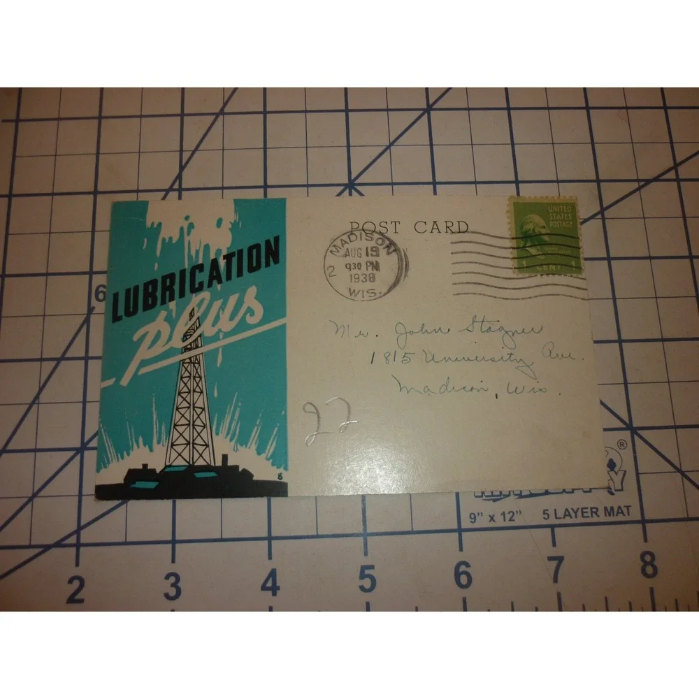 Vtg 1938 Nash Motors Advertising Postcard Hughes-Newman Madison WI Gas Oil Art